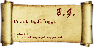 Breit Gyöngyi névjegykártya